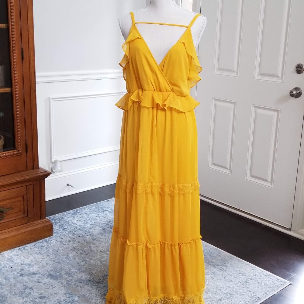 Torrid Stunning Gold Ruffled Maxi Size 2X